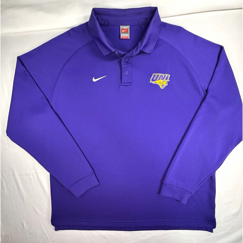 Nike Northern Iowa Panthers Men's Long Sleeve Polo Shirt Purple Size 2XL